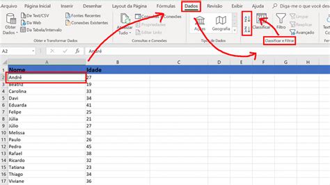 como colocar planilha em ordem alfabetica - colocar palavras em ordem alfabética excel